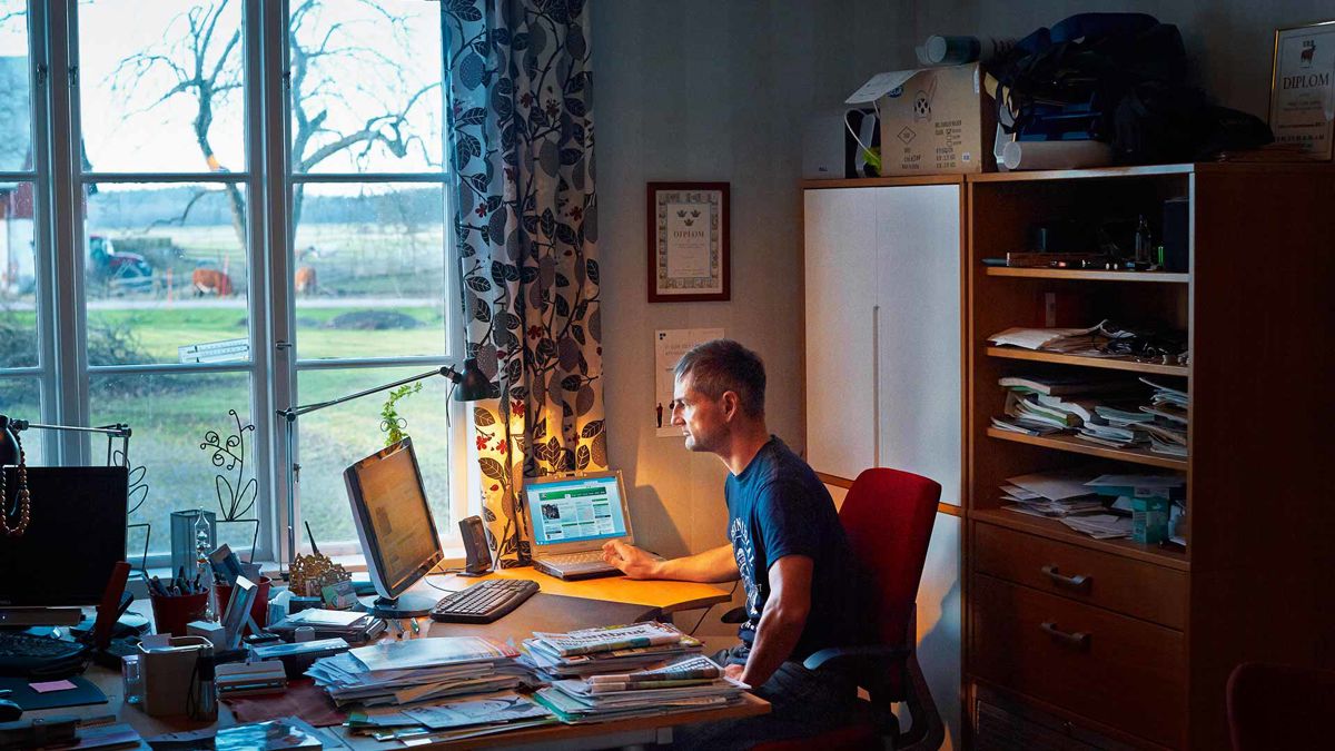 Man working on a computer